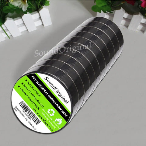 10 Pack Black Electrical Tape 0.7 Inch By 30 Feet UL Listed 600V Flame Retardant Heavy Duty Waterproof Adhesive Vinyl rolls