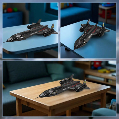 Epic SR-71 Blackbird Building Set For Adults, 1775-Piece Military Recon Aircraft Model displayed on tables