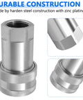 Close-up of the Heavy Duty Hydraulic Quick Connect Coupler Set 3/8 Inch NPT ISO 7241 A Pioneer Style With Dust Caps Poppet.