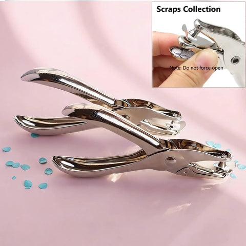 Heavy Duty Handheld Paper Hole Punch For Crafters, Dual Size One Hole Puncher with ergonomic grip on pink surface