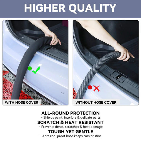 Comparison of car detailing with and without Neoprene Shop Vac Hose Cover For Car Detailing Keeps Your Ride Paint And Interior Safe From Scratches And Scuffs Fits 1.5 To 2.2 Inch Hoses With A 5.9 Foot Length Sleeve Compatible With Ridgid Craftsman And More.
