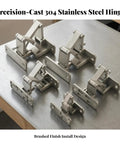 Heavy Duty Concealed Door Hinge For Cabinets And Fire Doors Built Tough With Reinforced Steel shown in brushed finish.