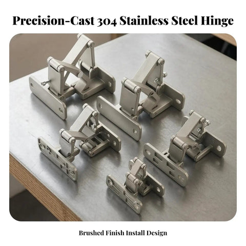 Badass Heavy Duty Conceal Hinge With Elongated Mounting Holes Precision Cast Cabinet Door Hardware Smooth Operator Silently Glides Built Tough Rig For Builders Style D displayed on a table with a brushed finish design.