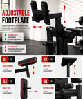 Adjustable features of All In One Home Gym Machine With Leg Press And Preacher Curl showcasing footplate and cushion