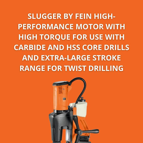 Heavy Duty 1280W Magnetic Base Drill With Side Mounted Hand Feeds Knocking Clean Holes Through Steel And Heavy Metal Built Tough Like A Real Shop Workhorse Ready To Hustle All Day Long. Close-up of motor and handle.