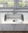 Undermount Single Bowl Kitchen Sink, 31 Inch By 18 Inch By 9 Inch, 18 Gauge 304 Stainless Steel With Satin Finish in marble countertop
