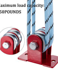 Heavy Duty Beefy Double Pulley Hoist System With 65 Feet Nylon Rope Ball Bearing Steel Pulleys Smooth Quiet Lift, 550 lb capacity