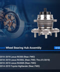 Rear Wheel Bearing And Hub Assembly For Toyota Highlander 2014 To 2020 And Lexus RX350 RX350L RX450h 2010 To 2019 With ABS 5 Lug FWD