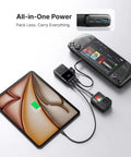 Hella Compact 10000 Mah Pocket Power Bank With Blazing 45W Fast Charging For Smartphones And Tablets charging a tablet and gaming device.