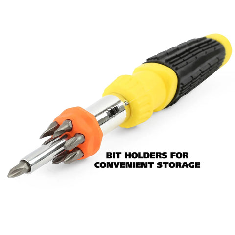 The Ultimate 34 Piece Ratcheting Screwdriver Set With Magnetic Multi Bits, Sae Metric Sockets, Phillips Slotted Torx Hex Heads for All Your Home Repair And Electronics Fixes! ratcheting screwdriver with bit holder storage