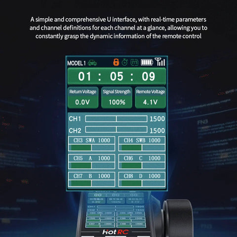 Hot RC 8 Channel Color Screen Remote Control With 2 4G Transmitter And Receiver color display interface close-up