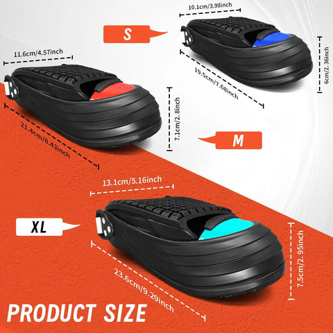 Steel Toe Shoe Covers With Grippy Slip Resistant Overshoes, sizes S, M, XL shown, lightweight overfoot design for industrial work