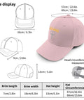 Im Just His Apprentice Pink Adjustable Cap For Men size chart showing dimensions and head circumference measurements