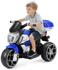 Boy riding 6V Kids Electric Three-Wheel Ride-On Motorcycle For Ages 3-8, Totally Durable Toy Bike With Headlight, Horn, MP3 USB Music, Phone Connect, Safe Low Speed 1.9-3.1 MPH, Perfect For Boys And Girls.
