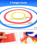 Three Pack Golf Target Circle Training Aid For Putting And Chipping showing three colored rings with sizes 19.5, 35.5, 51.2 inches