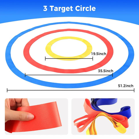 Three Pack Golf Target Circle Training Aid For Putting And Chipping showing three colored rings with sizes 19.5, 35.5, 51.2 inches
