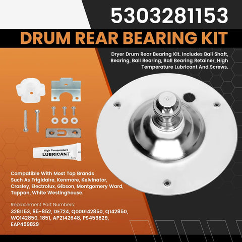 Easy DIY Dryer Drum Rear Bearing Kit And Drive Belt With Idler Arm Replacement For Frigidaire And Kenmore Dryers Parts Shown