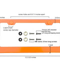 Orange 8K Mirror Polished Stainless Steel License Plate Frame with parts shown, dimensions labeled, rust resistant build