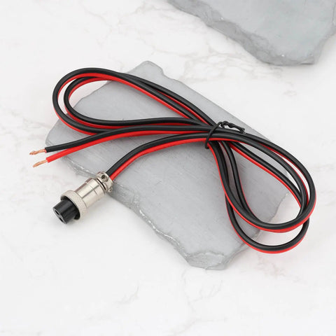 Two Pin Core Radio Power Cable 1.2 Meter Long 12 V DC Lead For Kenwood TR 7400 VHF Transceiver with connectors on gray backdrop