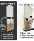 Comparison of clear and fabric dust collector bags on 70 gallon collectors. Thickened Dust Collector Bags 31x43 Inch 6 Mil Clear Plastic, 6 Pack.