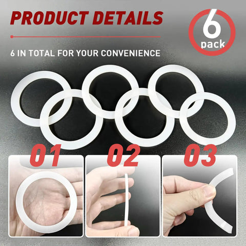 6 Pack Silicone Gasket Seals For Moka Express Dama 9 Cup Stovetop Coffee Maker Food Grade Pro Grade Silicone Replacement Rings