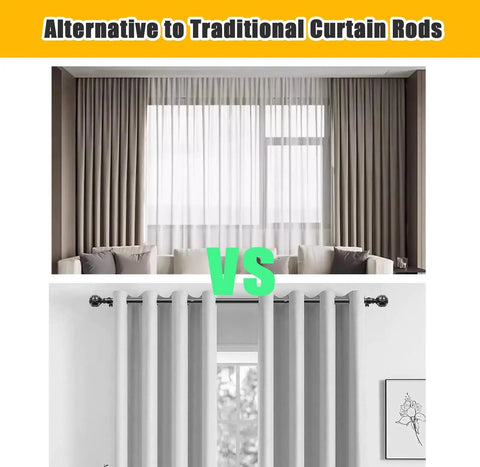 Wood Grain Curtain Rods With Snag Free Double Track Sliding Rail System For Windows Heavy Duty Aluminum Curtain Pole For Privacy Or Space Dividing Adjustable 4 To 16 Ft Wall Divider Track in living room