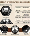 Product specifications of 4 Pack Self Adhesive Swivel Caster Wheels with Tapes and Screws, 360 Degree Rotation, low profile design