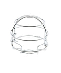 Heavy Duty Chrome Fire Sprinkler Head Guard Made For Recessed Half Inch Pipe Systems side view showing chrome finish and protective design.