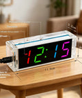 4 Digital Clock DIY Soldering Practice Kits With Color Display Electronics Build Alarm Clock Projects For Fun Learn Hands On Soldering Includes English Instructions Night Light Temperature Date And Week Display, clear acrylic 11.5cm clock