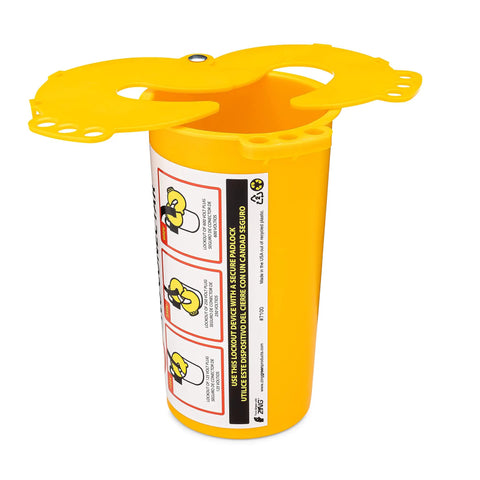 Large Electrical Plug Lockout Device for Safe Maintenance Universal Lockout Box That Really Keeps Outlets Locked With Padlocks Recycled Plastic USA Made Yellow