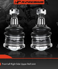 Front Upper Ball Joint Replacement For Toyota Tacoma 1995-2004 4WD V6 3.4L 1996-2002 4Runner Sequoia 2001-2007 Tundra 2000-2006 Rugged Heavy Duty OE Style Ball Joint Direct Fit And Ready To Install For A Smooth Noise Free Ride., pair of black and silver front upper ball joints