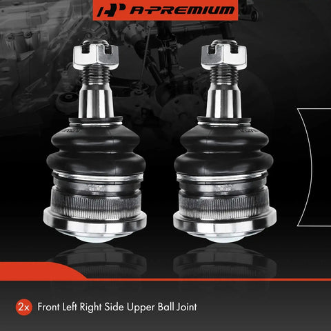 Front Upper Ball Joint Replacement For Toyota Tacoma 1995-2004 4WD V6 3.4L 1996-2002 4Runner Sequoia 2001-2007 Tundra 2000-2006 Rugged Heavy Duty OE Style Ball Joint Direct Fit And Ready To Install For A Smooth Noise Free Ride., pair of black and silver front upper ball joints