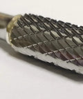 Close-up of 3/8 Inch SA-3 Carbide Burr Cylinder Double Cut For Precision Metal Shaping And Finishing Solid Carbide Rotary Tool Bit