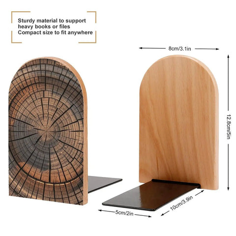 Rock Solid Tree Stump Wood Bookends With Non Slip Heavy Duty Metal Bases And Solid Beech Frame To Give Your Reading Pile Serious Grip And Keep Your Desk Setup Locked Tight