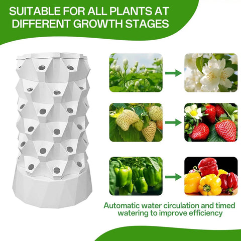 Dope 14 Layer Vertical Garden System Kit With 70 Slots showing automatic water circulation for various plant growth stages