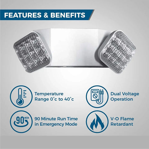 Six Pack Black Led Emergency Lights With Battery Backup For Home Power Outages Hardwired With Adjustable Heads