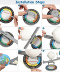 Installation steps for Straight Up Premium Sun Earth And Moon Orbital Model Solar System Educational Display showing assembly.