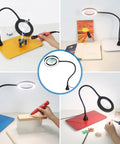 LED Magnifying Lamp With Flexible Gooseneck 5X And 10X Lenses 3 Color Modes Soldering Helping Hands Base Station for DIY projects