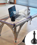 Glass-top table with Set Of 4 Beefy Adjustable Furniture Leveling Feet With M8 Threads In Black Aluminum for stability