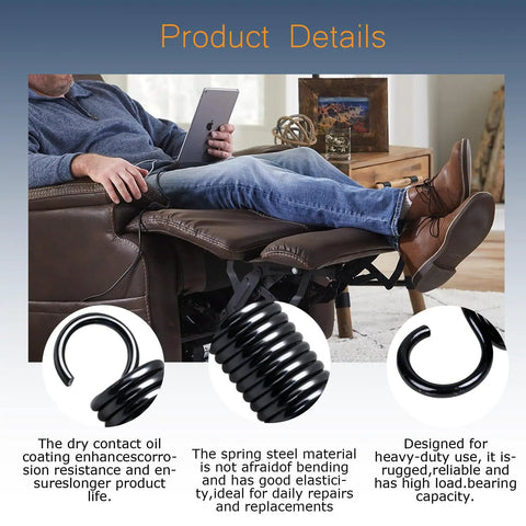 Man relaxing on recliner showcasing Four And Seven Eighths Inch Recliner Mechanism Extension Springs Two Pack Replacement Parts For Lane