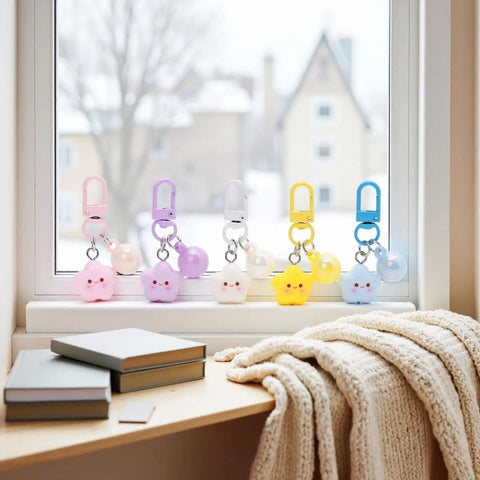 Super Vibrant Sixty Piece Zinc Alloy Keychain Clips With Swivel Lobster Claw Clasps, colorful clips on window sill, ideal for bag charms.