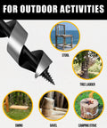 1×10-inch black metal hand wood auger drill bit for bushcraft and outdoor use
