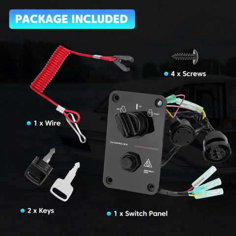 Main Switch Panel For Marine Outboard 12V Single Engine Key Assembly Control Box On Off Switch Replacement package contents