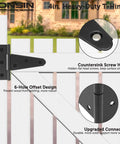 4 Inch T Strap Shed Door Hinges 4 Pack Heavy Duty Black Finish for wooden fence gate with countersunk holes and offset design.