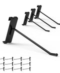 32 Pack Black Gridwall Hooks Six Inch Heavy Duty Display Hooks For 3 X 3 Wire Grid Panels showing four hooks with upturn design.
