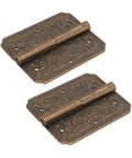 Antique Brass Hinge For Cabinets And Furniture Vintage Engraved Pattern Butt Hinges Rustic Kitchen Cupboard Hardware