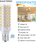 Dimmable E12 LED Bulb 7W Replaces 60W Halogen, Warm White 3000K, Perfect for Ceiling Fans, Candelabra Base E12