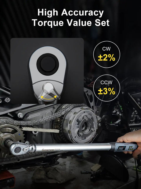 Upgraded Digital Torque Wrench With Half Inch Drive For Auto Repair shown in use with accurate digital readout display