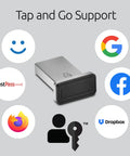 VeriMark Gen2 USB A Fingerprint Key Reader with Windows Hello for Business, tap and go support shown with app icons
