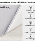 96 Inch Long Natural Pinch Pleated Blackout Curtains With Thermal Insulation And Linen Look showing double layer fabric.